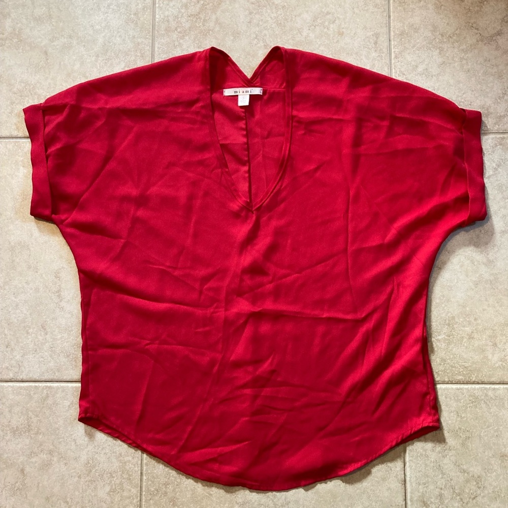 Red V-Neck Top